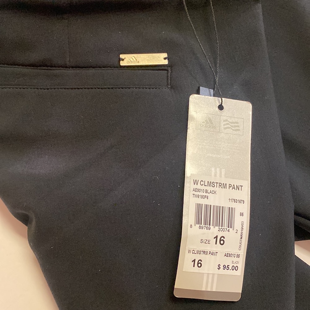 Adidas black size 16 Climastorm pants NWT pockets golf - Picture 6 of 10